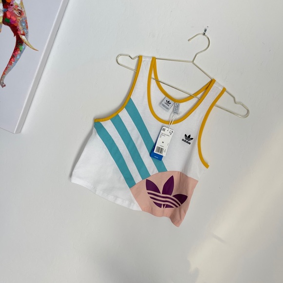 Adidas Originals Cropped Sleeveless Tank Top Sz M - Picture 3 of 7